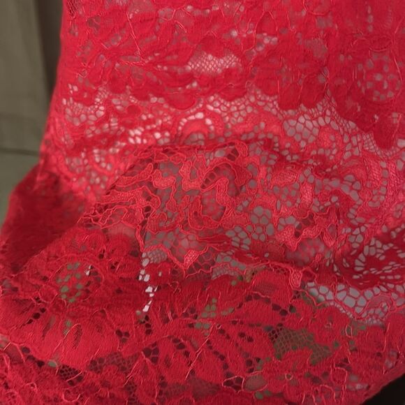 Anne Fontaine red lace jabot polo blouse, US6 - Picture 5 of 11